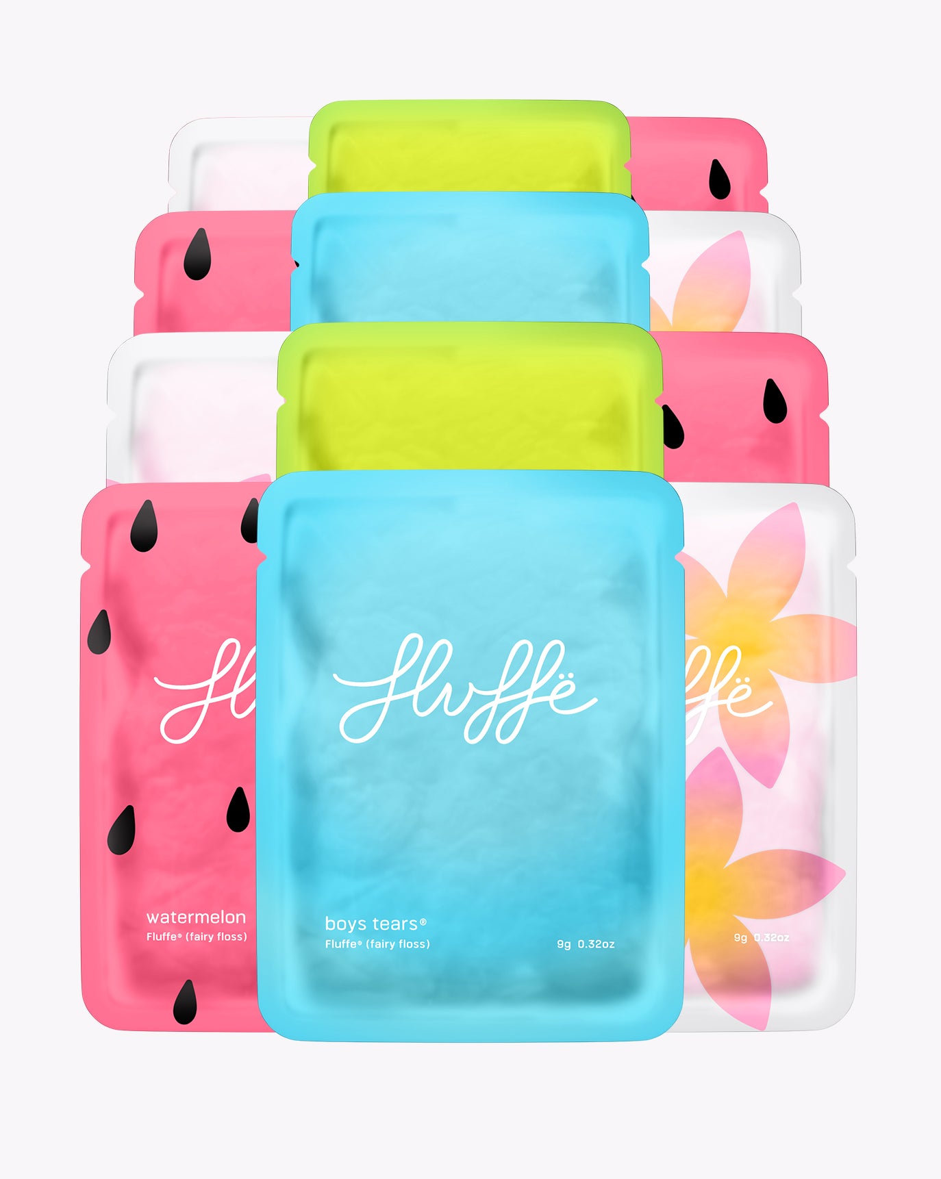 Fluffe rose fairy floss in a pink bag